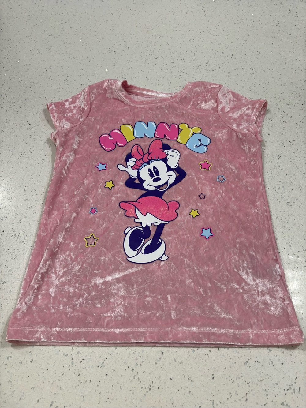 Disney Pink Crushed Velvet Minnie Graphic Tee